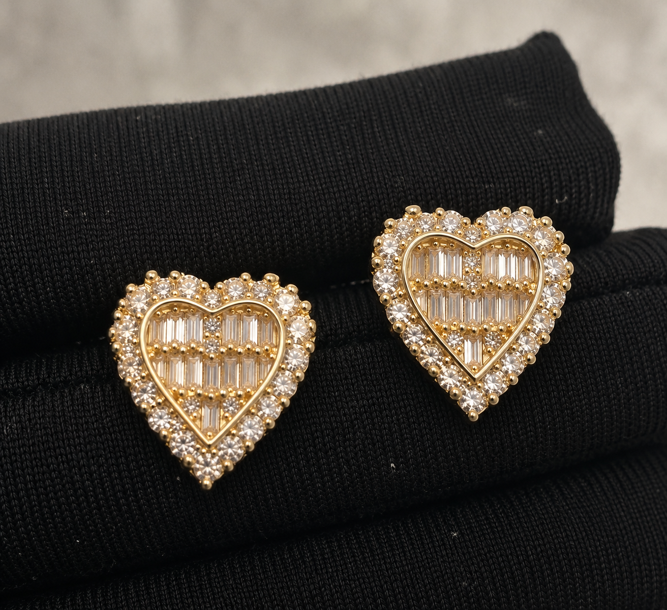 Baguette Heart Studs