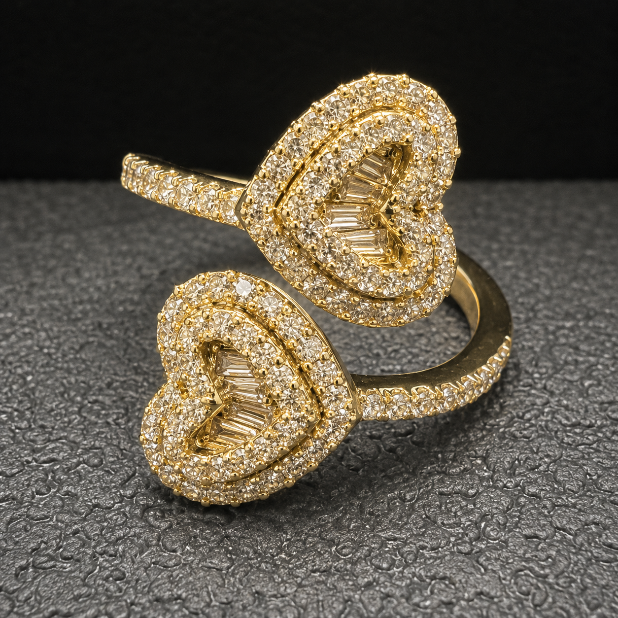 Double Heart Luxe Ring