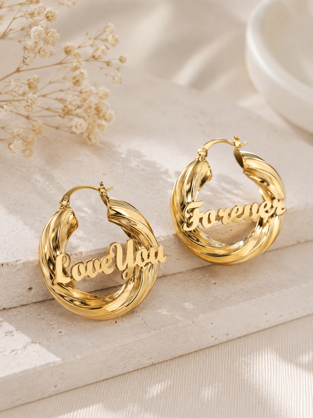 Twisted Script Hoops