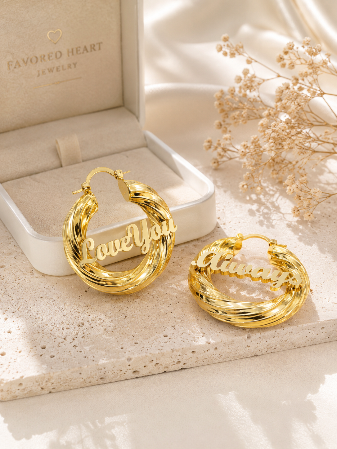Twisted Script Hoops