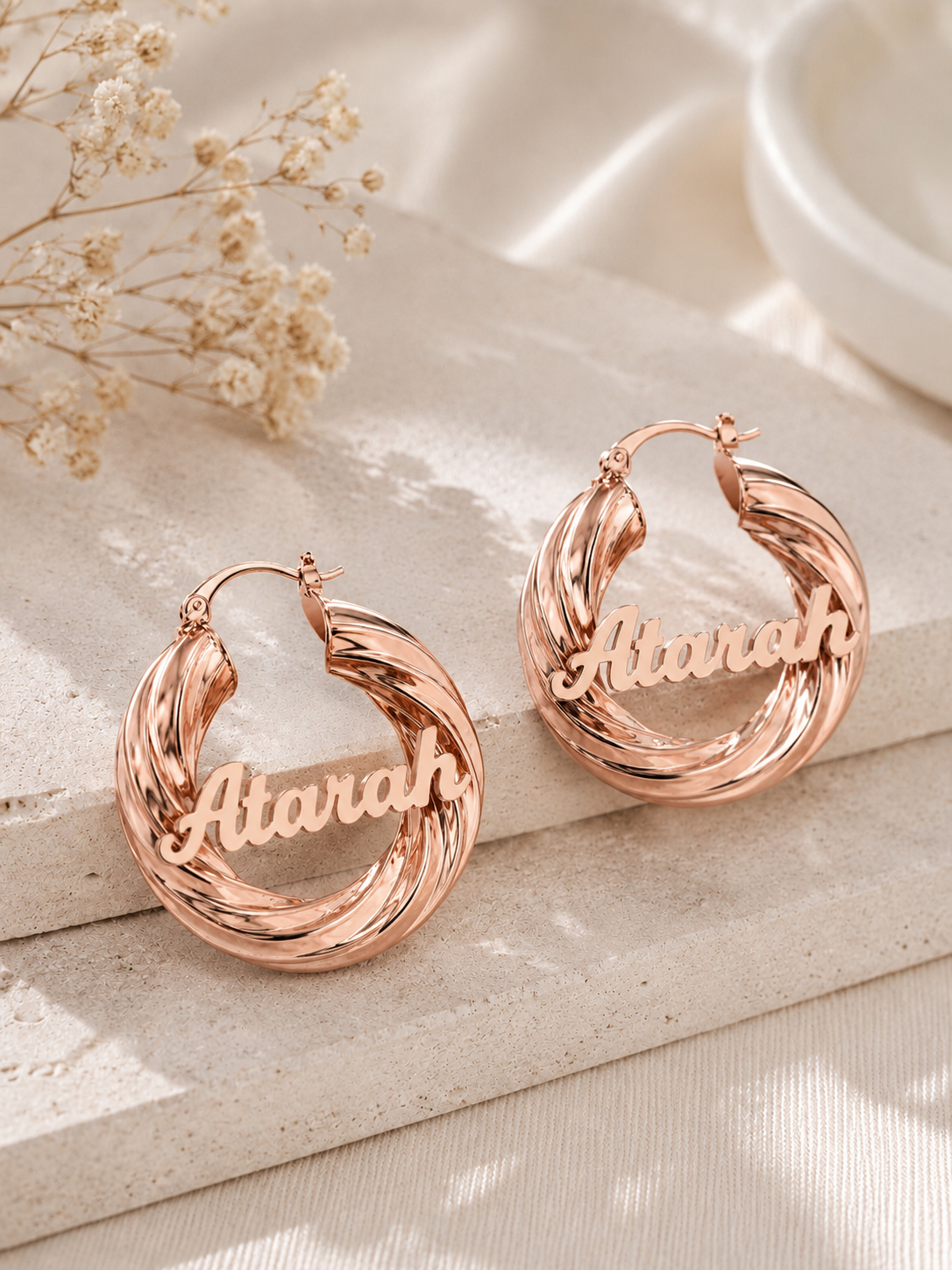 Twisted Script Hoops